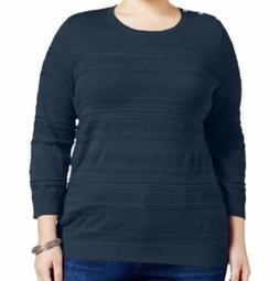 Karen Scott NEW Blue Intrepid Women's Size 2X Plus Crewneck Sweater