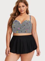 Black & White Beach Stripe Lightly Lined Multiway Bikini Top