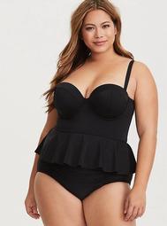 Black Push-Up Multiway Peplum Midkini (Now Available in Full Bust)