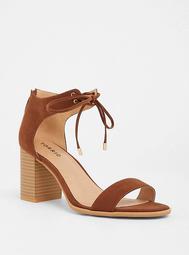 Brown Lace-Up Stacked Sandal (Wide Width)
