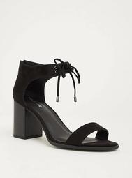 Black Lace-Up Stacked Sandal (Wide Width)