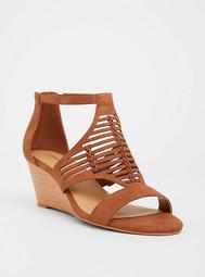 Cognac Whipstitched Wedge Sandal (Wide Width)