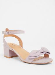 Lilac Faux Suede Bow Sandal (Wide Width)