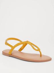 Yellow Faux Suede T-Strap Sandal (Wide Width)