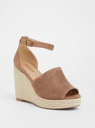 Taupe Perforated Espadrille Wedge (Wide Width)