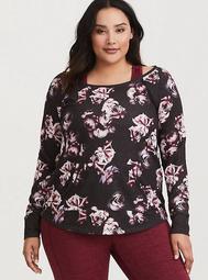 Torrid Active - Black Floral French Terry Pullover