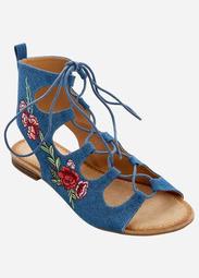 Embroidered Ankle Sandal Wide Width