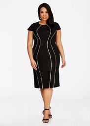 Contrast Piped Sheath Dress