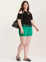 Belted Sateen Shorts