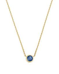 Sapphire Bezel Pendant Necklace in 14K Yellow Gold, 16" - 100% Exclusive
