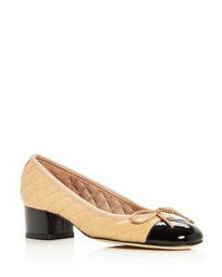 Women's Titou Quilted Leather Cap Toe Block Heel Pumps