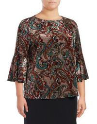 Plus Paisley Knit Pullover