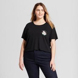 Women's Plus Size Wander Desert Short Sleeve Crew Neck T-Shirt - Modern Lux - Black