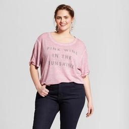 Women's Plus Size Pink Wine in the Sunshine Short Sleeve Graphic T-Shirt - Zoe+Liv - Pink