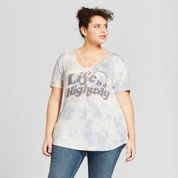 Women's Plus Size Life is a Highway Drapey Short-Sleeve T-Shirt - Lyric Culture (Juniors') - White