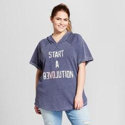 Women's Plus Size Start a Revolution Hooded Graphic Sweatshirt - Grayson Threads (Juniors') Blue
