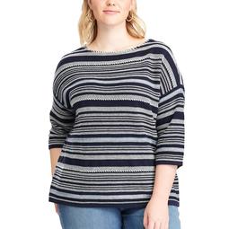Plus Size Chaps Striped Crewneck Sweater