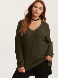 Olive Strappy Knit Sweater