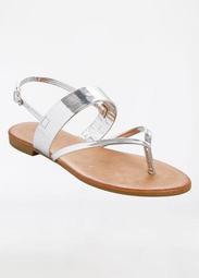 Metallic Multi Strap Sandal - Wide Width
