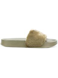 faux-fur slide sandals