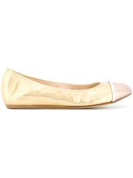 metallic toe-capped ballerina shoes