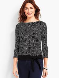 Dotted Side-Tie Boatneck Sweater