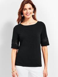 Lace-Trim Boatneck Tee