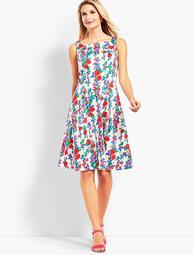 Trellis Floral Fit-and-Flare Dress