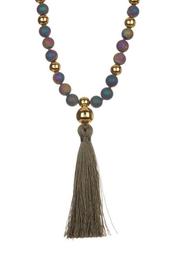 18K Gold Plated Drusy Long Tassel Necklace