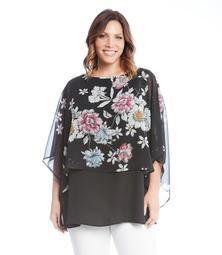 Plus Size Sheer Overlay Top