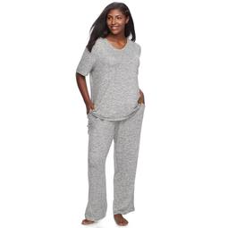 Kohls Plus Size Croft & Barrow® Pajamas: Brushed Knit Tee & Pants PJ