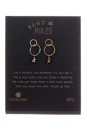 'Bend the Rules' Double Ring Dangling Star Drop Earrings