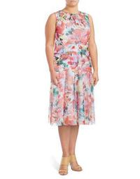 Plus Girl's Floral Fit-&-Flare Dress