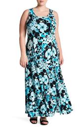 Sleeveless Floral Maxi Dress (Plus Size)