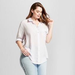 Women's Plus Size Long Sleeve Striped Button-Down Shirt  - Universal Thread™