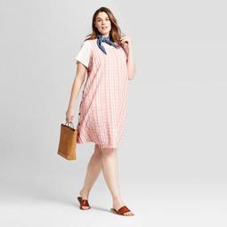 Women's Plus Size Striped Side Button Dress - Universal Thread™ Pink