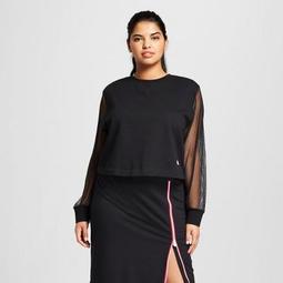 Hunter for Target Women's Plus Size Mesh Sleeve Sweatshirt - Black