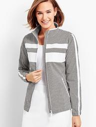 Gingham Woven Colorblock Jacket