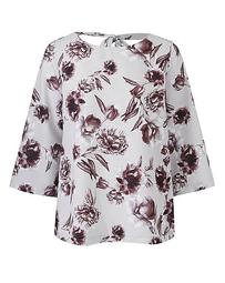 Printed Blouse With V Back Detail