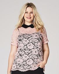 Contrast Collar Lace Top