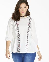 High Neck Embroidered Top