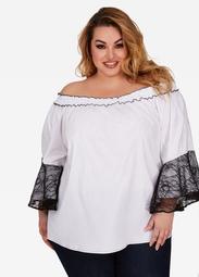 Contrast Lace Bell Sleeve Top