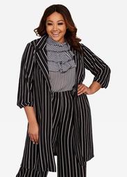 Contrast Striped Duster Jacket