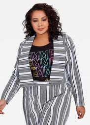 Contrast Striped Linen Jacket