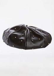 Studded Faux Leather Beret
