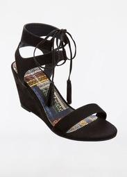 Lace Up Wide Width Suede Wedge