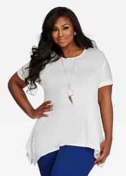 Rolled Sleeve Necklace Top