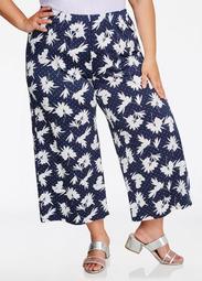 Contrast Wide Leg Cropped Pant