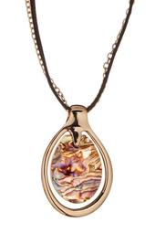 Leather & Chain Abalone Pendant Necklace