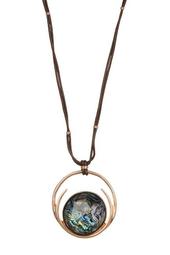 Leather Abalone Pendant Necklace